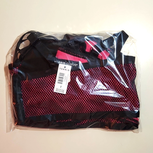 ♥️NWT VINTAGE TORRID UNDERWIRE BRA FISHNET SATIN STRAPPY BRALETTE - Picture 5 of 14